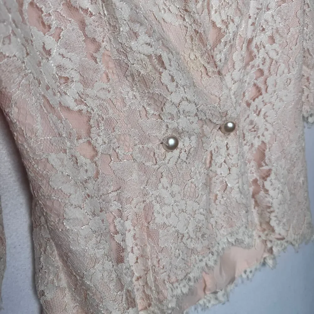 1980s Cachet Bari Protas Victorian Romantic Lace Peplum Suit Set USA Size 4